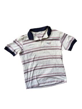 Ellesse White Polo with Navy Collar and Red Stripe Detail Made in Italy